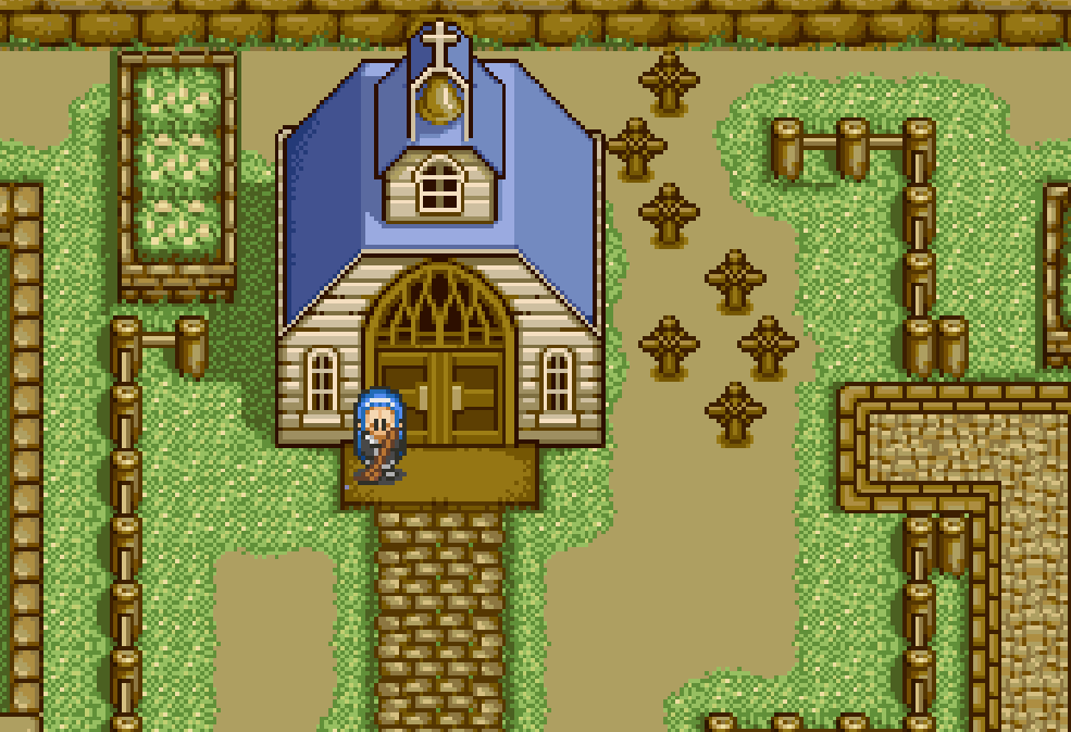 Maria is usually found in front of her home or in/around the Church. | Harvest Moon SNES