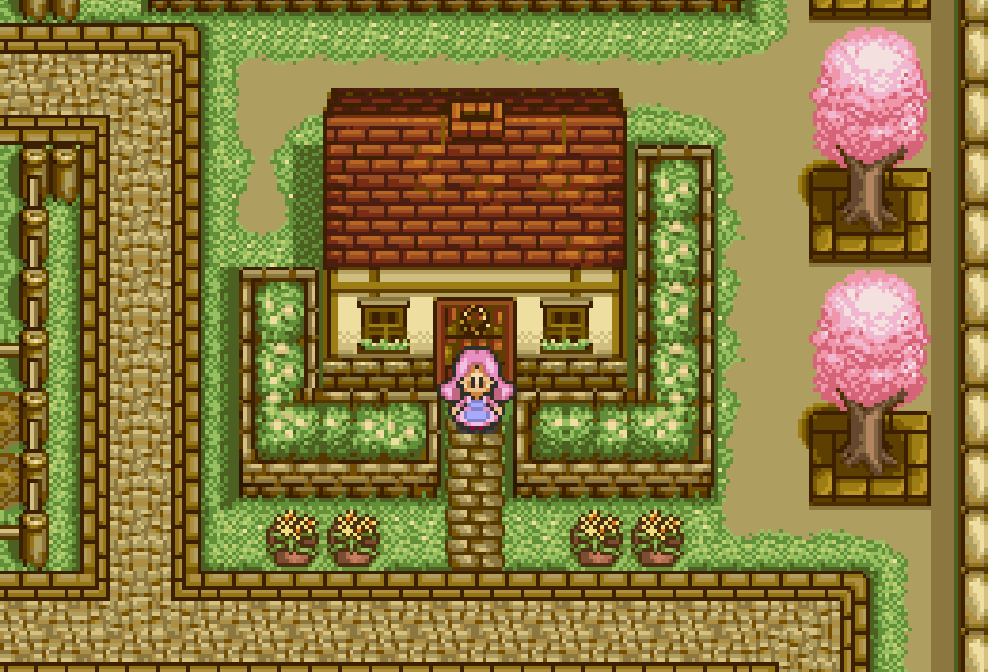 Nina is usually found in or around the Flower / Crop shop. | Harvest Moon SNES