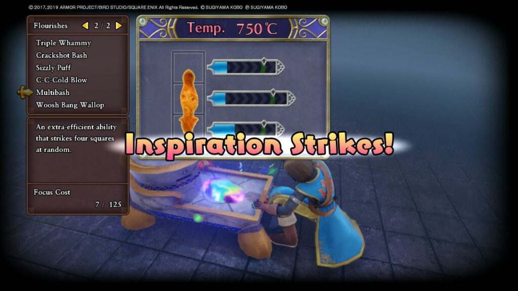 Inspiration Strikes prompt, allowing the use of Hephaestus' Flame. | Dragon Quest XI