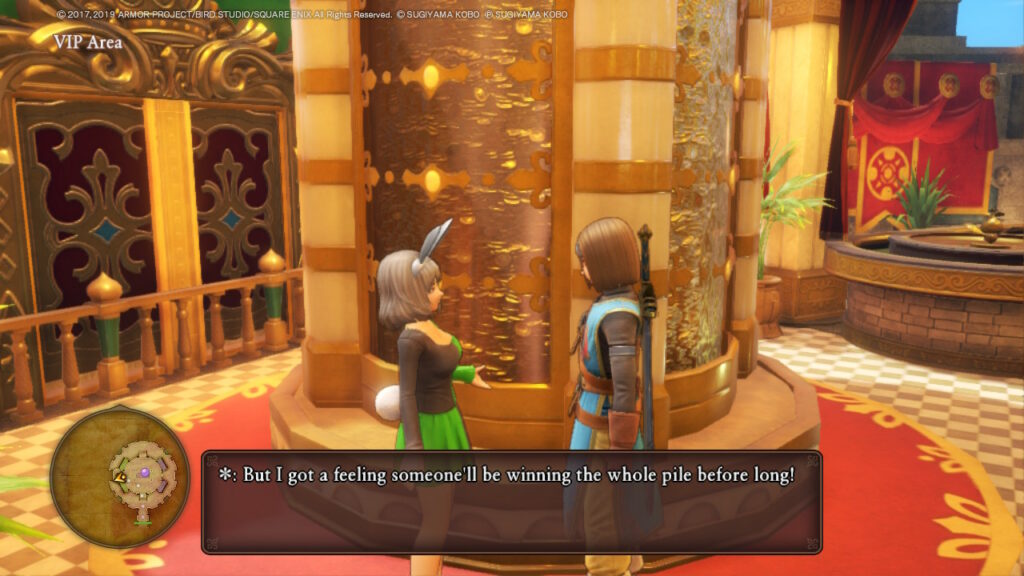 Talking with the blonde bunny girl. | Dragon Quest XI