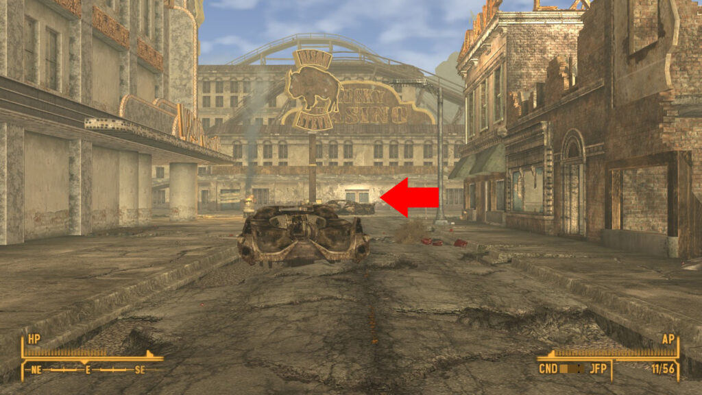 Bison Steve entrance when looking from the fast travel spawn location. | Fallout : New Vegas
