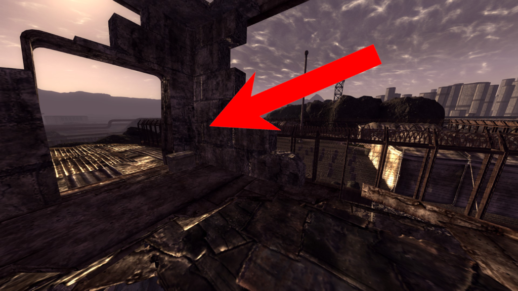 Gun located in the corner, behind an ammo box. | Fallout: New Vegas