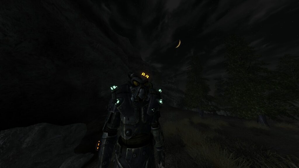 Player character wearing the Remnants power armor. | Fallout: New Vegas - Enclave Route