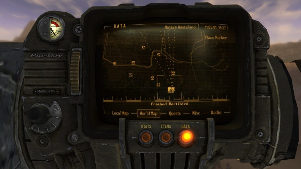 Location of the Crashed Vertibird. | Fallout: New Vegas - Enclave Route