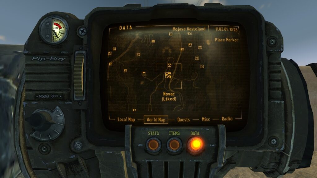 Location of Novac on the map. | Fallout: New Vegas - Enclave Route