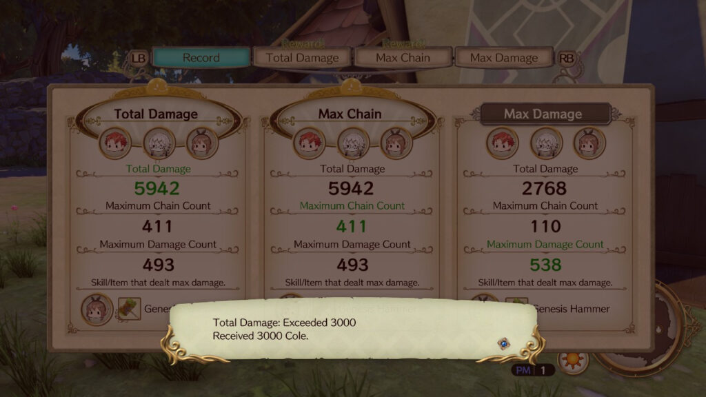 Obtaining 3,000 Cole for exceeding 3,000 damage in one run. | Atelier Ryza: Ever Darkness & the Secret Hideout