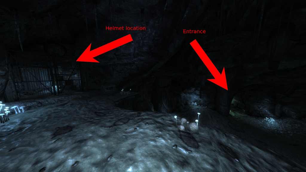 Helmet's location relative to entrance. | Fallout: New Vegas