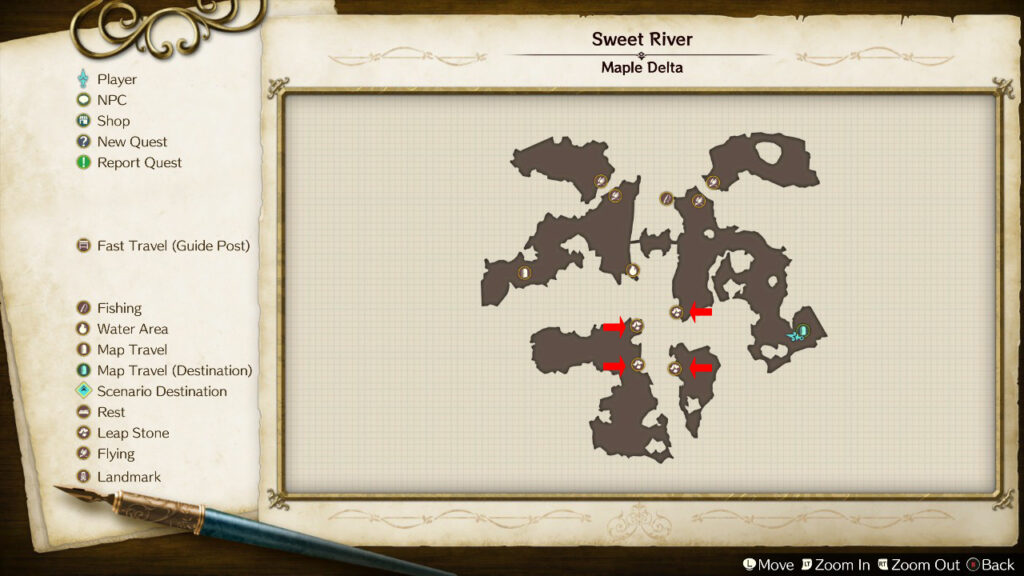 Icons indicating where to find stone crossings. | Atelier Ryza: Ever Darkness & the Secret Hideout