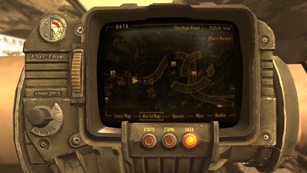 Location of the High Road entrance. Destination is just East of the player. | Fallout: New Vegas