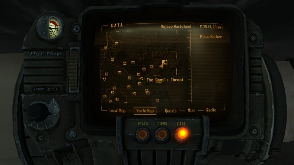 Location of the Devil's Throat. | Fallout: New Vegas 