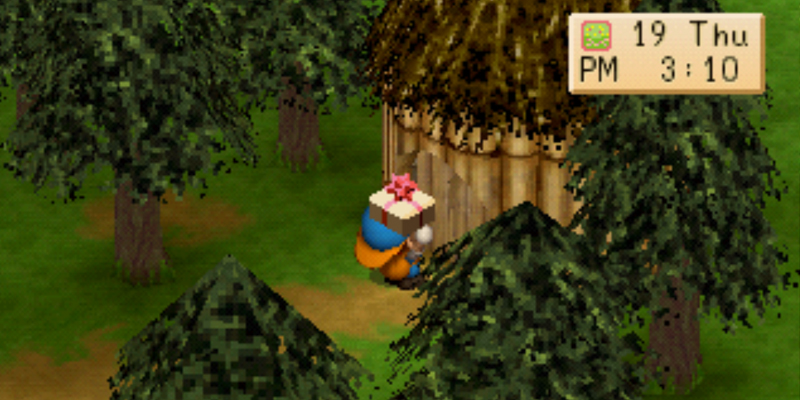 The Harvest Sprites' hut is behind the church. | Harvest Moon Back to Nature