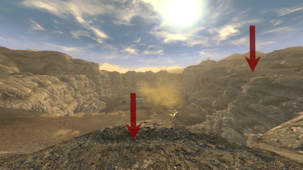 Ledges from where to fire. | Fallout: New Vegas