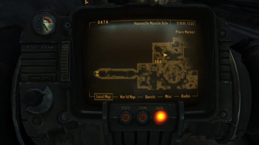 Location of the Eyebot on the local map. | Fallout: New Vegas