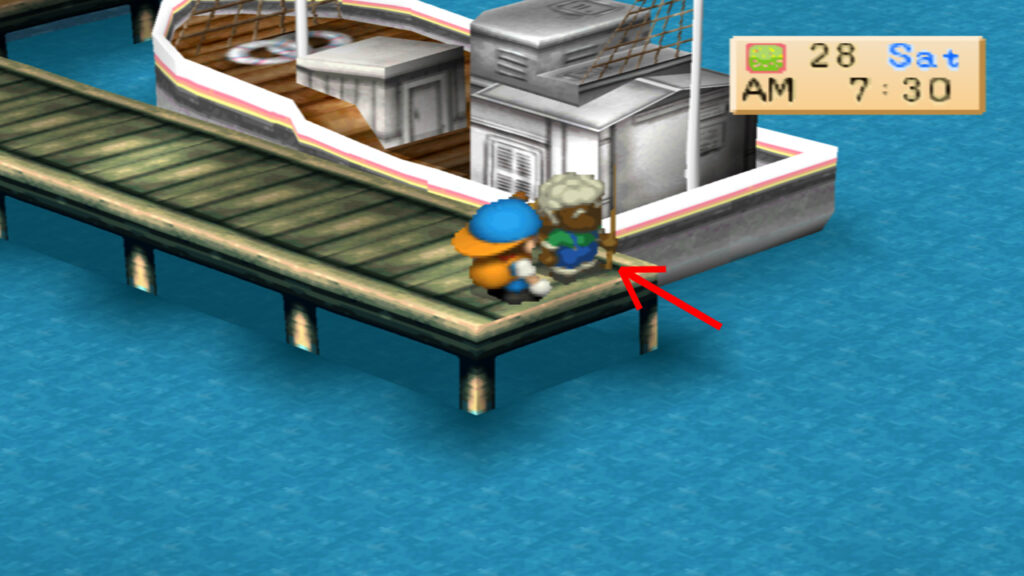 Gregg loves fishing at the pier. | Harvest Moon Back to Nature