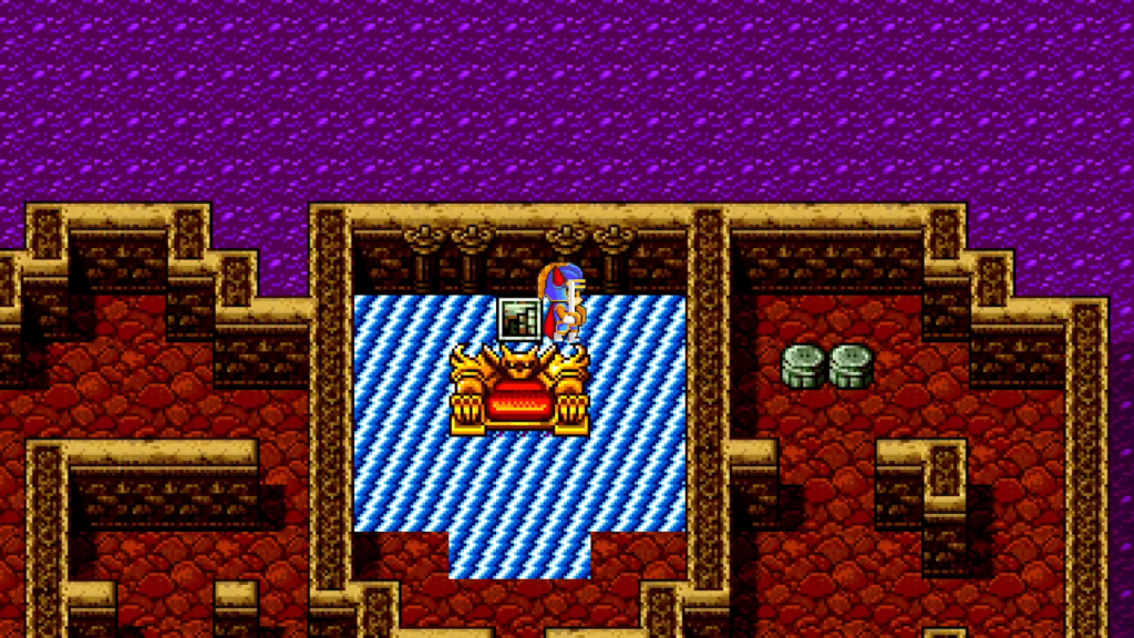You’ll find the secret entrance to the dungeon behind this throne. | Dragon Quest 1