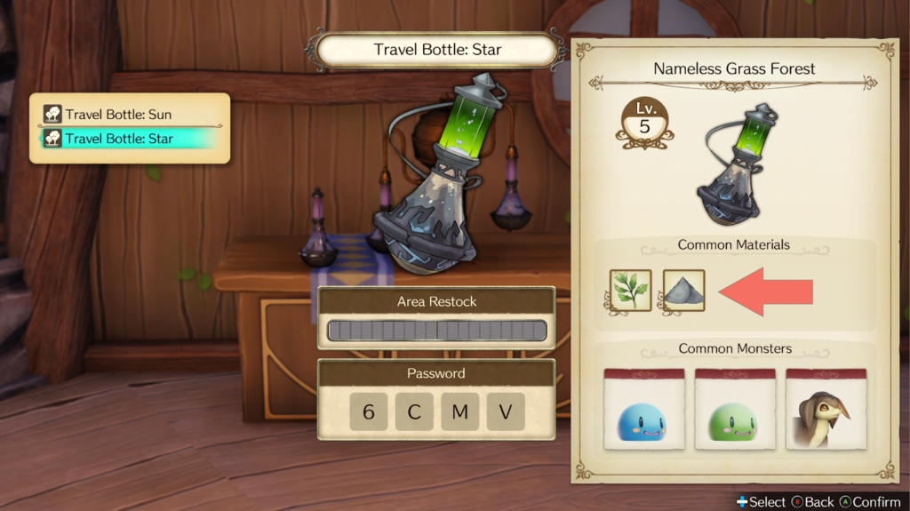 A Travel Bottle with a password that yield Burnt Ash. | Atelier Ryza: Ever Darkness & the Secret Hideout