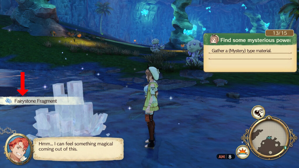 Collecting a Fairystone Fragment in the Sunken Mine. | Atelier Ryza: Ever Darkness & the Secret Hideout