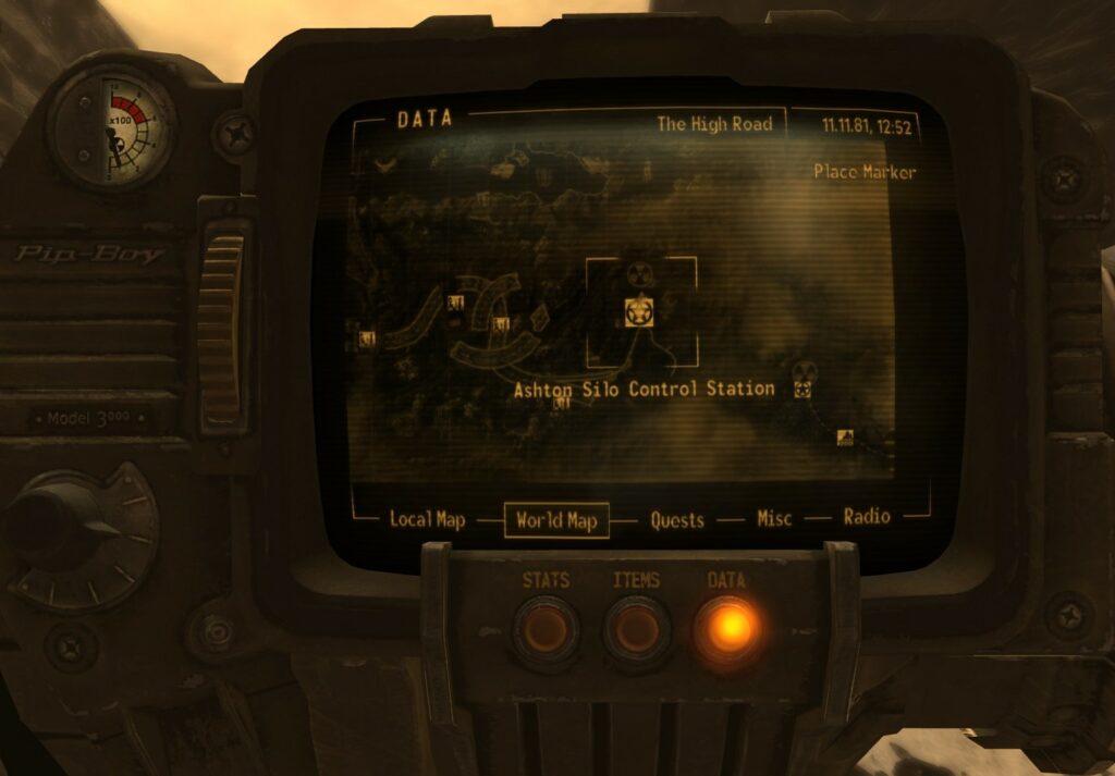 Location of the Ashton Silo Control Station on the map. | Fallout: New Vegas