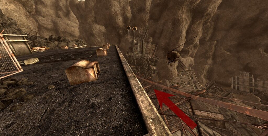Scaffolding path that leads to the fork | Fallout: New Vegas