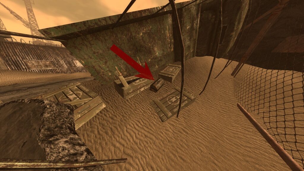 Location of the toolbox that houses the holotape. | Fallout: New Vegas