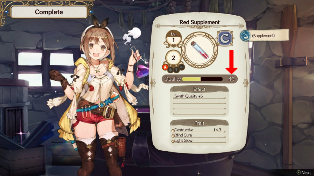 Synthesizing high Quality Red Supplements to use in the Soft Rubber Stone recipe. | Atelier Ryza: Ever Darkness & the Secret Hideout