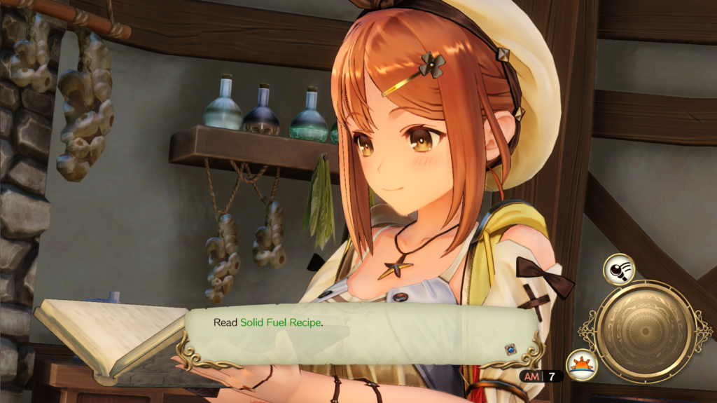 Ryza learning the Solid Fuel Recipe after returning to her atelier. | Atelier Ryza: Ever Darkness & the Secret Hideout