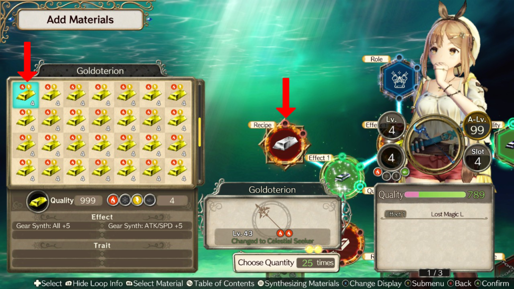 Adding the Goldoterion to the Recipe loop. | Atelier Ryza: Ever Darkness & the Secret Hideout