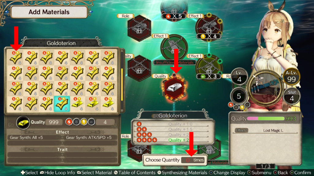 Adding the Goldoterion ingots to the Quality loop. | Atelier Ryza: Ever Darkness & the Secret Hideout