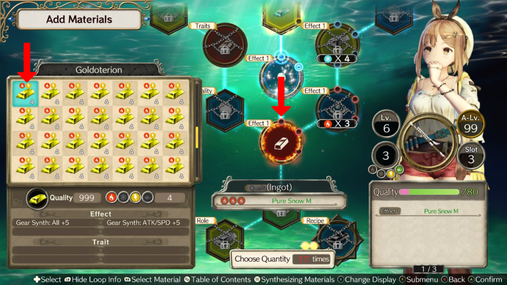 Inserting the Staltium in the Recipe loop. | Atelier Ryza: Ever Darkness & the Secret Hideout