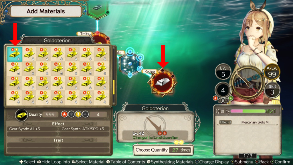Adding a Goldoterion to the Recipe loop to complete the Lord Guardian morph. | Atelier Ryza: Ever Darkness & the Secret Hideout