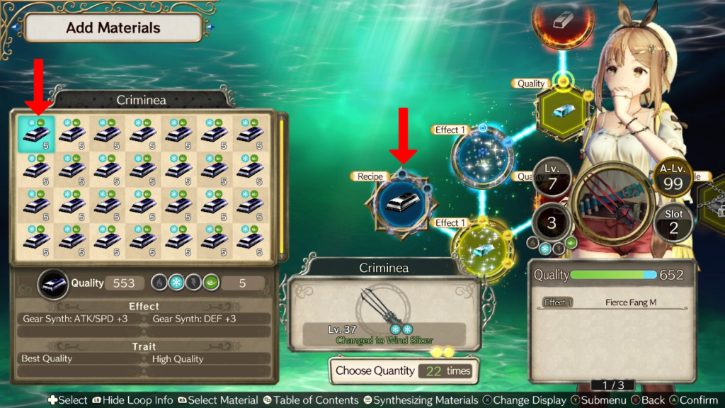 Inserting a Criminea in the Recipe loop. | Atelier Ryza: Ever Darkness & the Secret Hideout