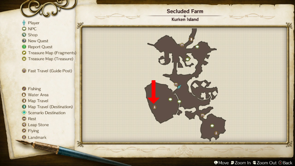 Goat Pasture's location on the map. | Atelier Ryza: Ever Darkness & the Secret Hideout