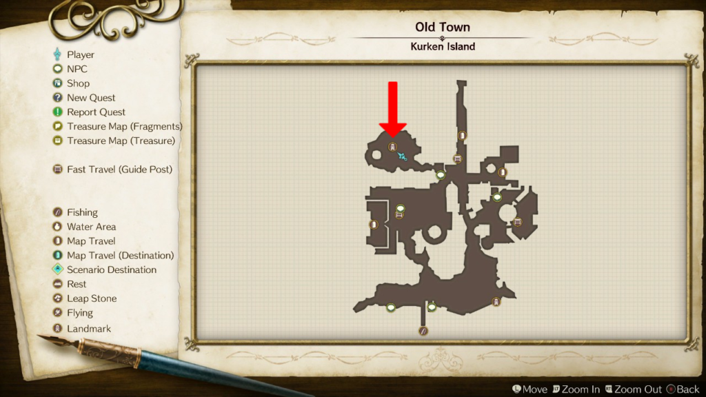 Old Town Cemetery's location on the map. | Atelier Ryza: Ever Darkness & the Secret Hideout