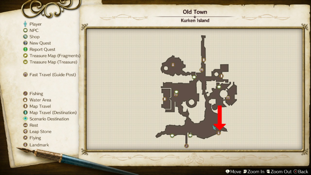 Sunken Residence's location on the map. | Atelier Ryza: Ever Darkness & the Secret Hideout