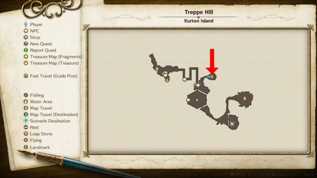 Hillside Relic's location on the map. | Atelier Ryza: Ever Darkness & the Secret Hideout