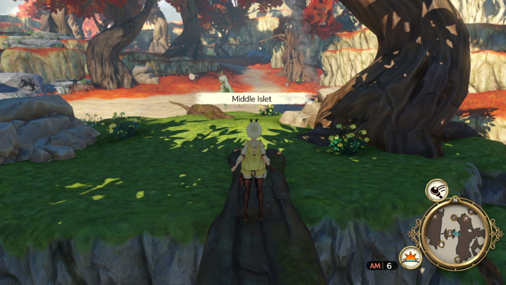 Crossing the log bridge to the Middle Islet. | Atelier Ryza: Ever Darkness & the Secret Hideout