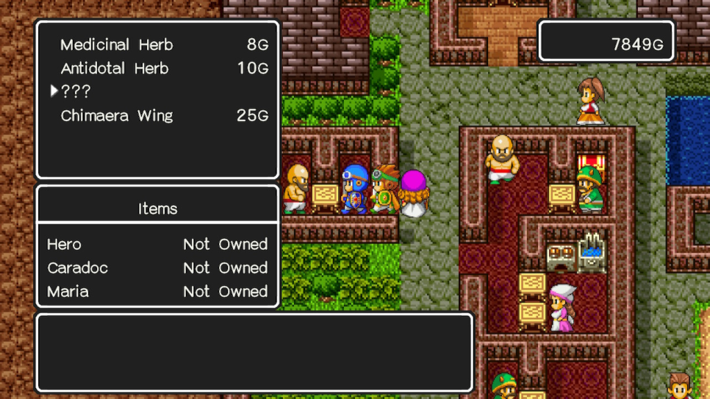Though not listed, ??? costs 2000g. | Dragon Quest II
