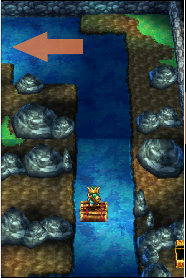 Follow the raft to the left to head towards the armor | Dragon Quest IV