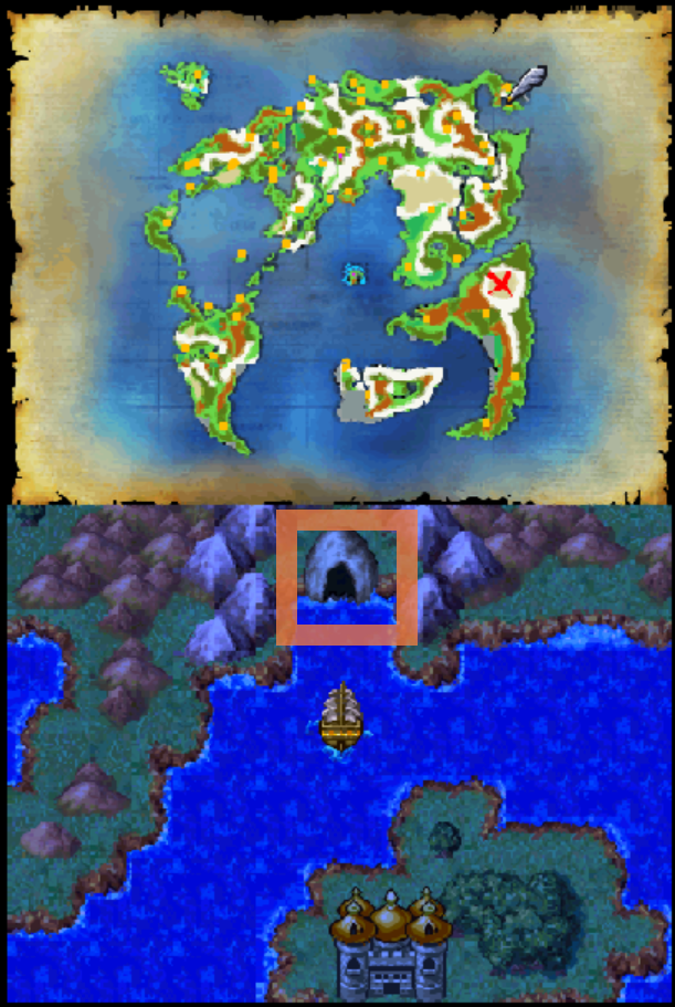 The location of the cave where the armor is being held | Dragon Quest IV