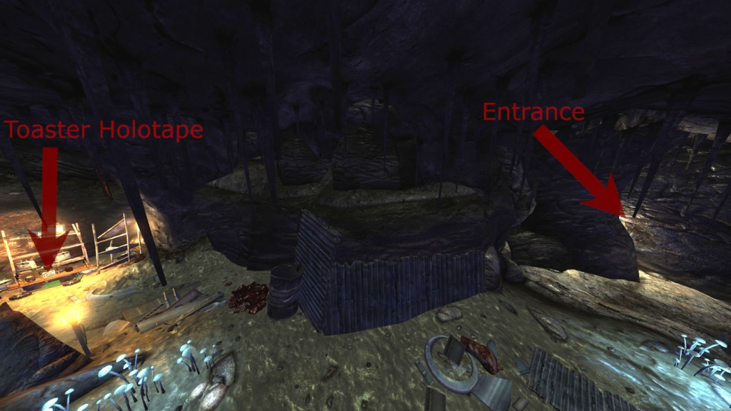 Holotape location and the entrance to the cave in one picture | Fallout: New Vegas 