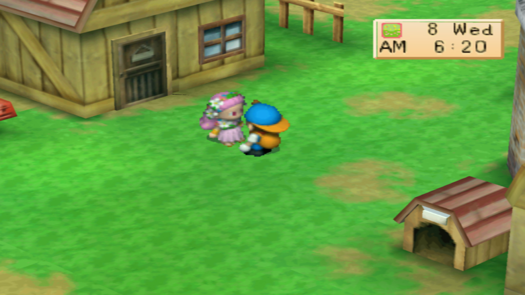 Popuri patiently waits for the player | Harvest Moon: Back to Nature
