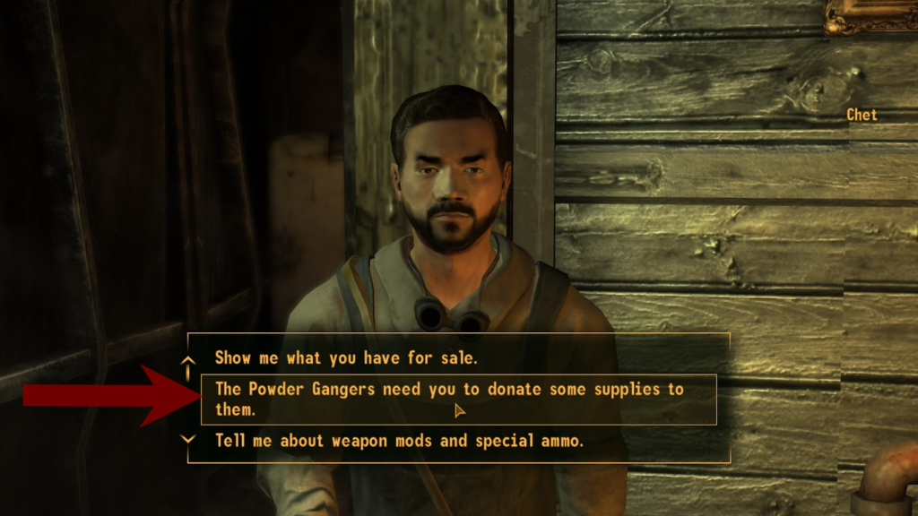 First dialogue option to select | Fallout: New Vegas