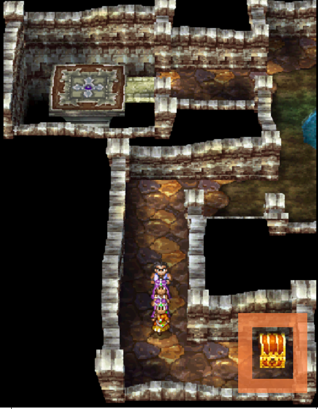 The location of an extra chests on the way to the elevator | Dragon Quest IV