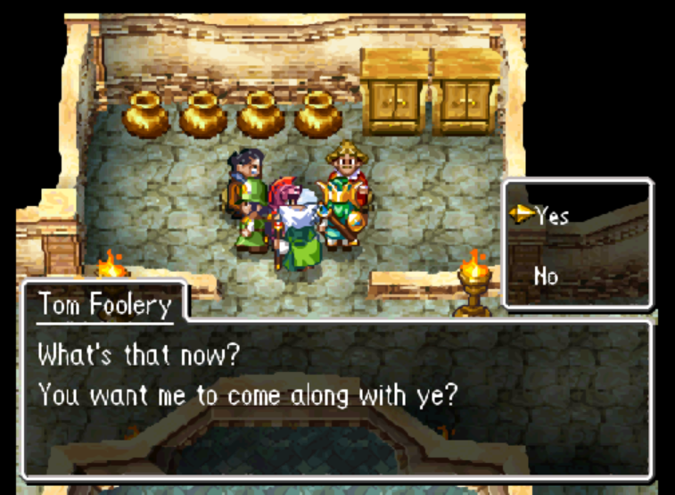 You'll find Tom Foolery at the back of the theater | Dragon Quest IV
