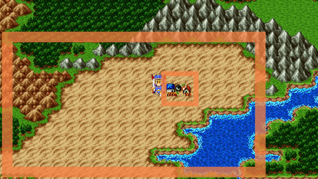 Both the desert and inside the town are good grinding spots. | Dragon Quest 1
