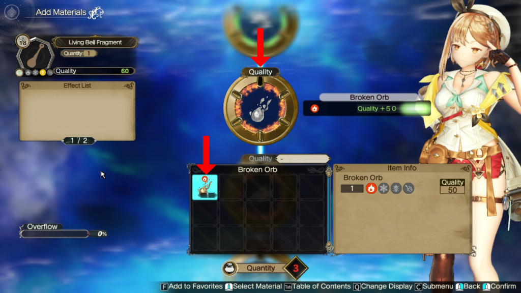 Inserting the Broken Orb in Quality loop | Atelier Ryza 2: Lost Legends & the Secret Fairy