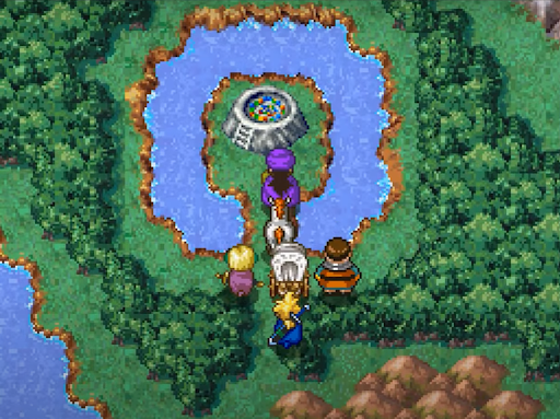 Spring T’n’T board on the map and in the overworld (2) | Dragon Quest V