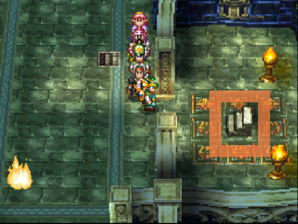 Step in this button to bring the elevator down (2) | Dragon Quest IV