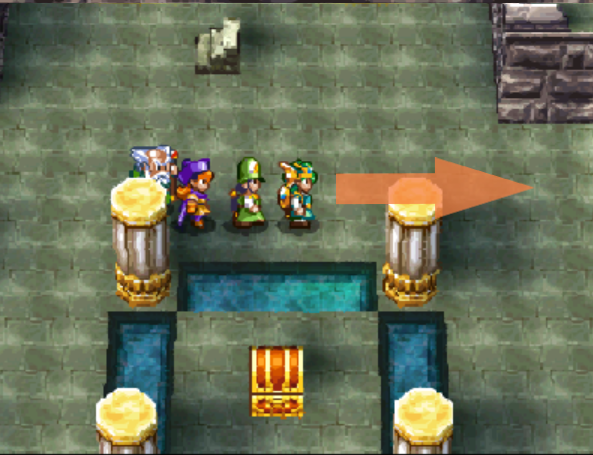 Take the invisible path through the pillars to reach this chest (1) | Dragon Quest IV