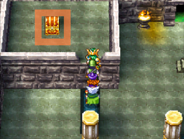 Take the invisible path through the pillars to reach this chest (4) | Dragon Quest IV